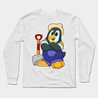 Penguin as Farmer with Shovel Long Sleeve T-Shirt